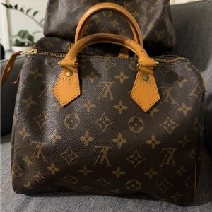 Louis Vuitton Monogram Satchel in Brown with Tan Trim